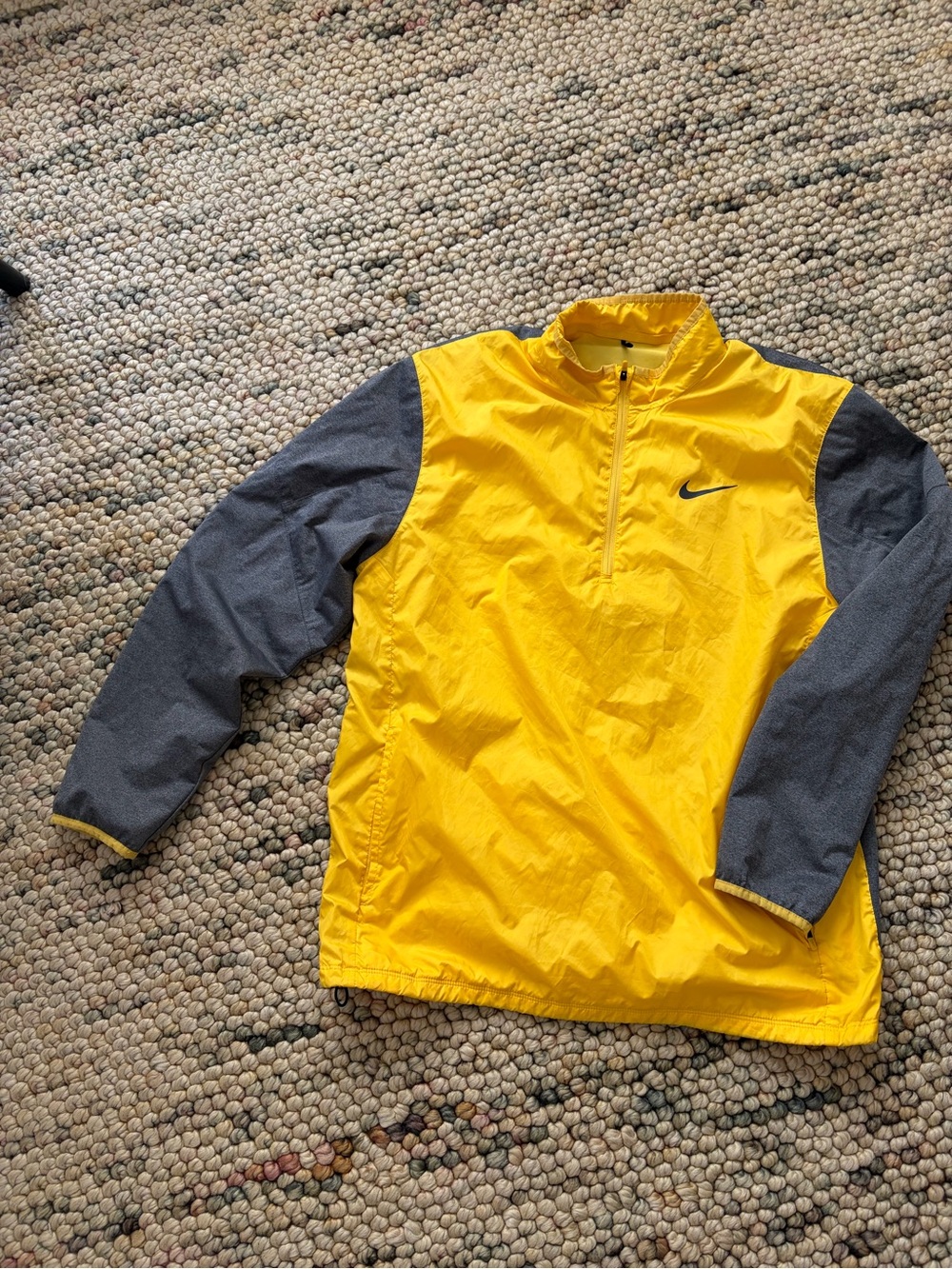 Nike Yellow Pullover Jacket with Gray Sleeves